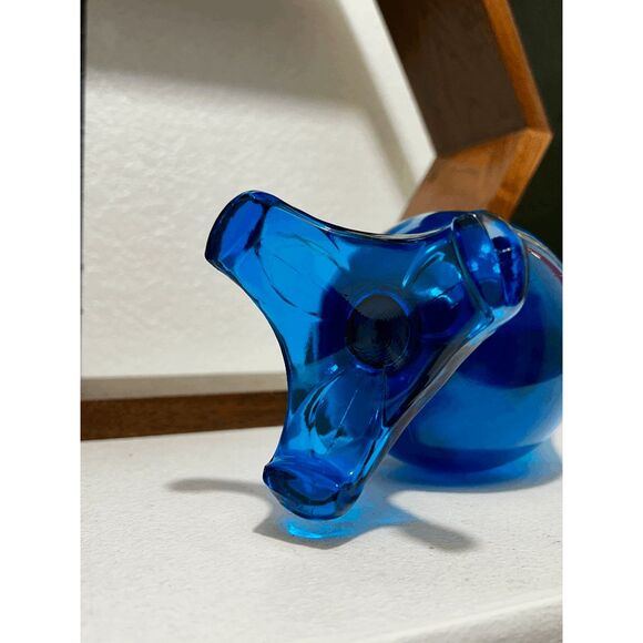 Vintage Mid-Century Viking Glass Swung Vase – 24" Blue Arching Thumbprint - Picture 2 of 3